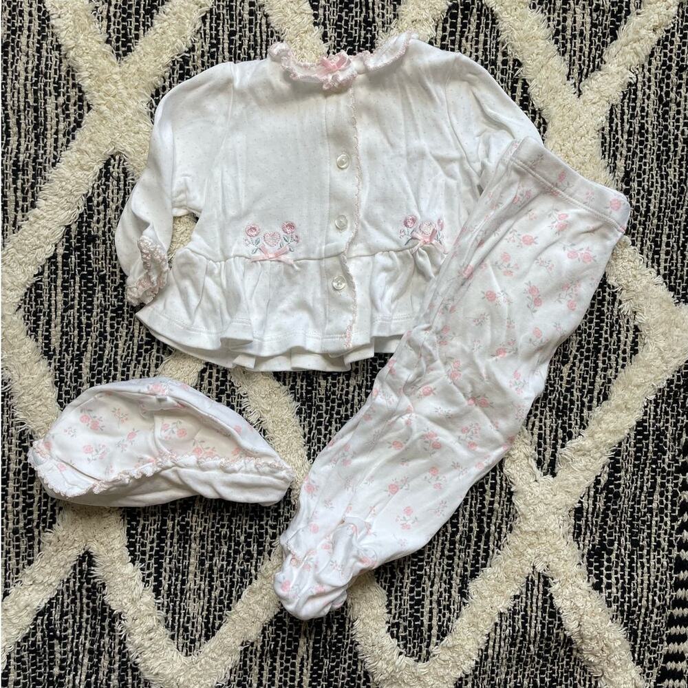 Little me Hat, Cardigan, and pants baby girl outfit 6mo Sweet Dainty